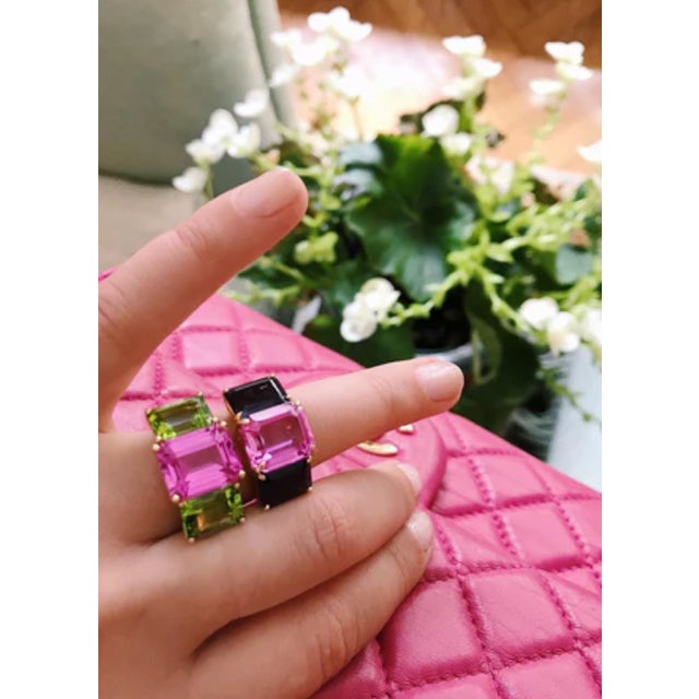 Christina Addison Yellow Gold Zircon Mini Emerald Cut Ring For Sale In New York - Image 6 of 12