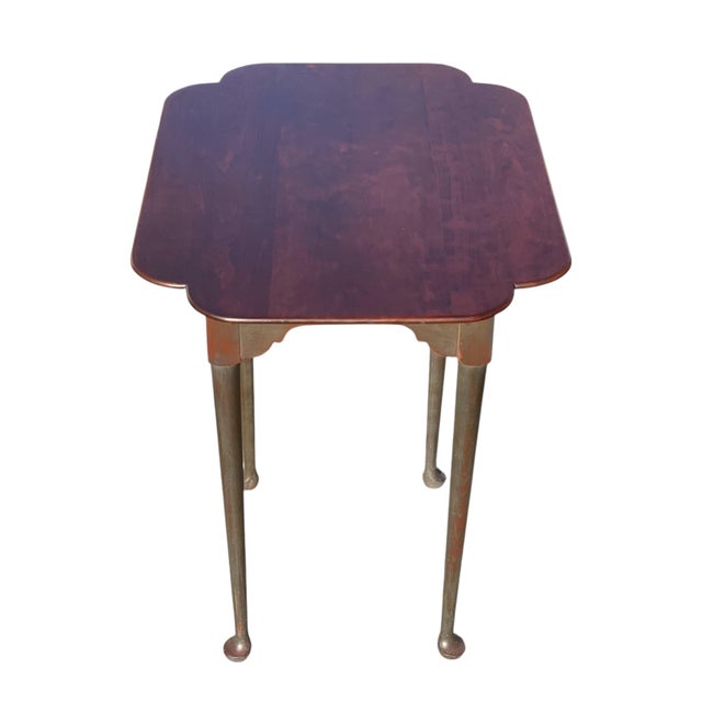 Vintage Queen Anne Style Eldred Wheeler Cherry Side Table With Scalloped Top For Sale - Image 10 of 11