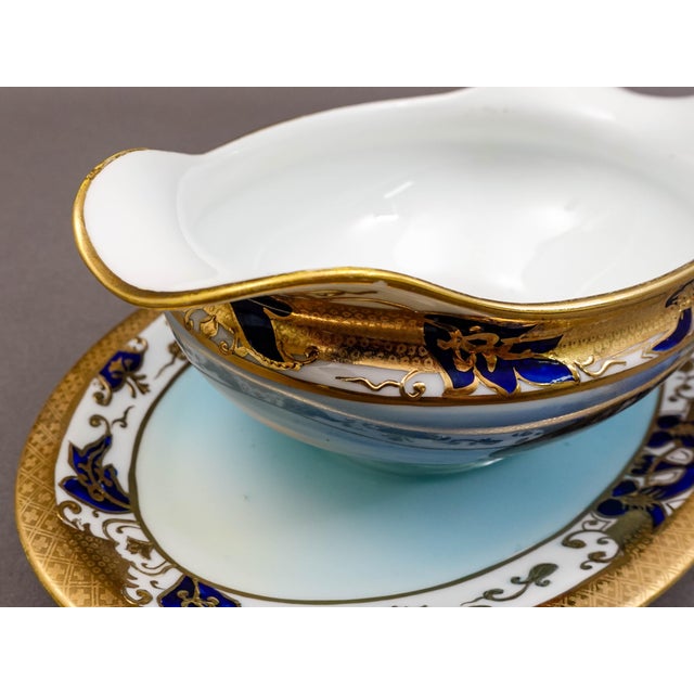 Mid 20th Century Noritake Japan Hand Painted Fish Trout Gravy Sauce Boat & Attached Underplate For Sale - Image 11 of 11