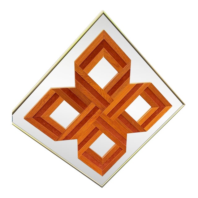 Turner Geometric Op Art Applied Wood Mirror For Sale