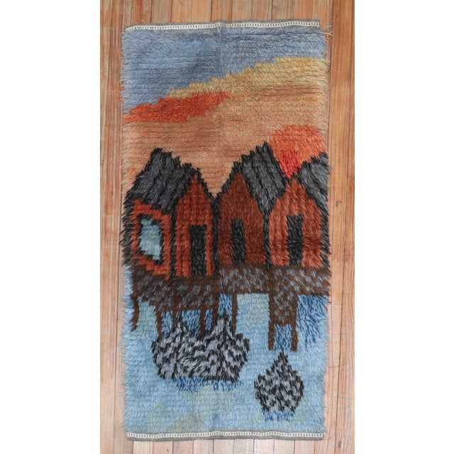 Marvelous small plush Swedish Rya rug from the Mid-20th Century Measures: 1'10” x 3'9” Swedish Rya rugs are extremely...