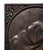 Vintage square cast iron relief plaque with residual brass featuring the side-profile head of a hunting or hound-type dog...