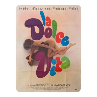 Vintage 1970s French "La Dolce Vita" Federico Fellini Film Poster For Sale