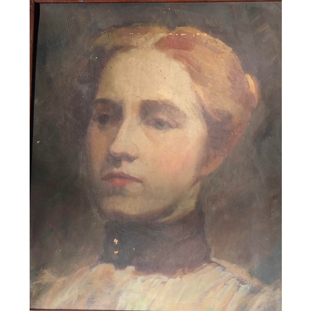Antique Edgar Cowan American Oil Portrait of a Young Woman - Framed For Sale - Image 14 of 18