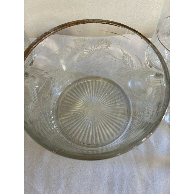 Vintage Bartlett Collins Etched Glass Goblets & Ice Bucket Set – 9 Pieces For Sale - Image 12 of 15