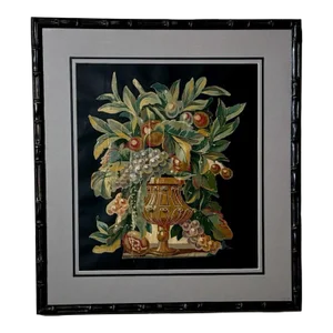 Painting Cutout Oil on Canvas Framed With Faux-Bamboo Wood -01