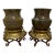 Pair of Vintage Small Marble Urns on Ornate Brass Stands For Sale