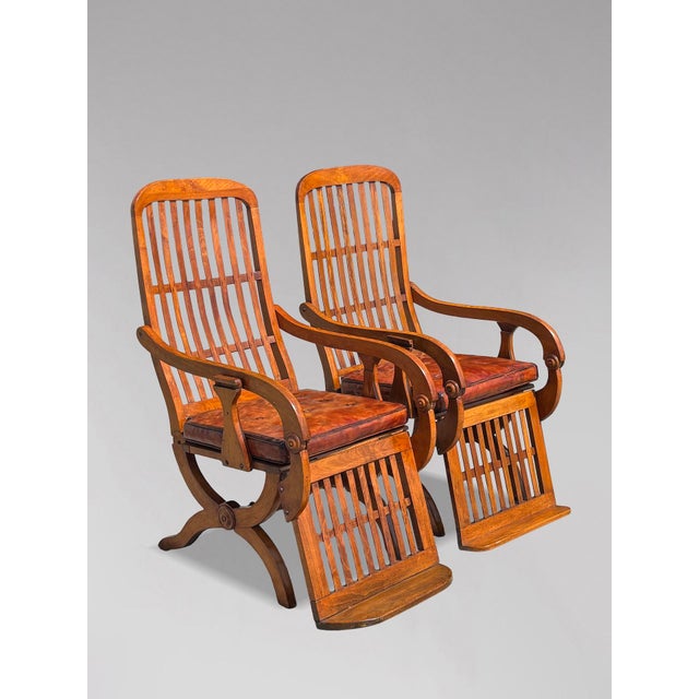 Antique Walnut Reclining Armchairs, 1860, Set of 2 For Sale - Image 11 of 17