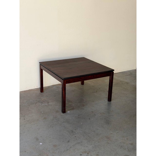 Wood Vintage Danish Rosewood Square Coffee Table – Mid Century Modern Scandinavian Accent Table For Sale - Image 7 of 11