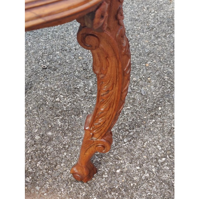 1900s Hand Carved Walnut Inlay Side/End Table For Sale - Image 4 of 7