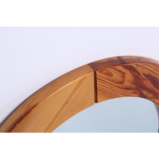 Large Pine Wall Mirror from Glasmäster Markaryd, Sweden, 1960s For Sale - Image 6 of 16