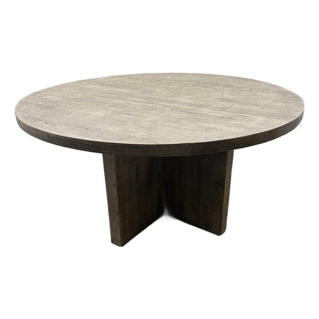 Drifted Reclaimed Oak Round Dining Table – 60” Drifted Reclaimed Grey Oak Finish For Sale