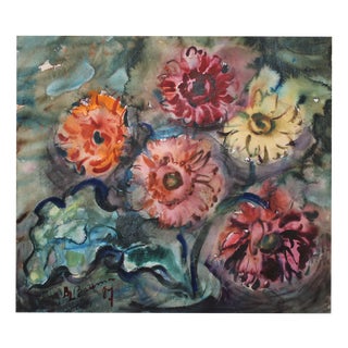 Dzidra Bauma, Gerberas, 1987, Watercolor For Sale