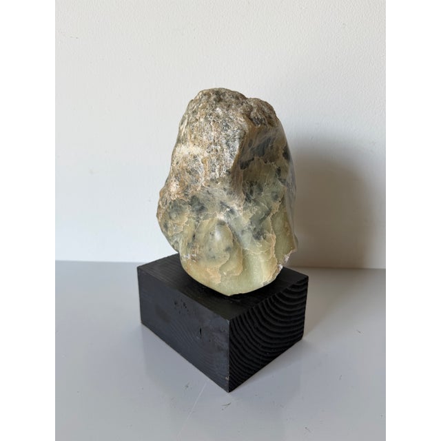 1980’s Vintage Carved Abstract Marble Sculpture on Black Wood Base, Unsigned For Sale In Miami - Image 6 of 11