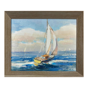 Sailboat Seascape Waves Original Oil on Canvas, by Alton (Framed)