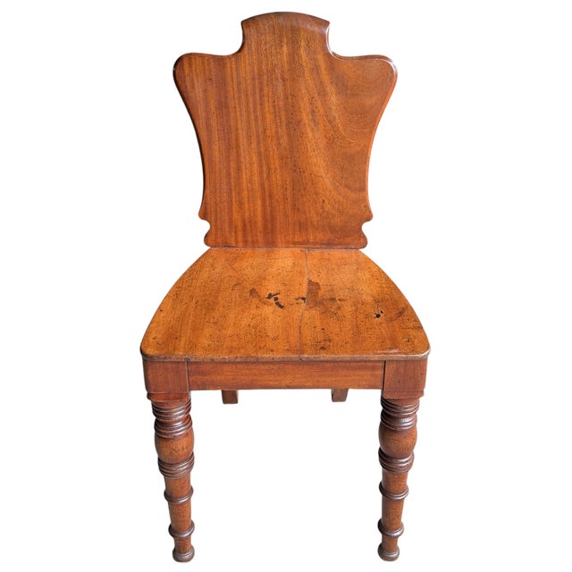 English Pair of 19th Century Georgian Hall Chairs For Sale - Image 3 of 17