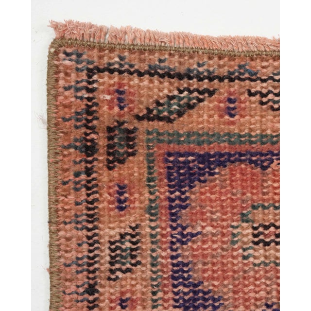 1970s Vintage Turkish Oushak Handmade Wool Cotton Orange Area Rug For Sale - Image 10 of 11
