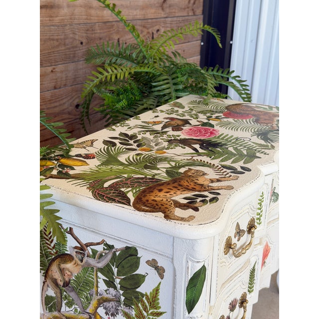 Vintage Baker Furniture Custom Painted Tropical Decoupage Appliqué Chest For Sale - Image 12 of 12