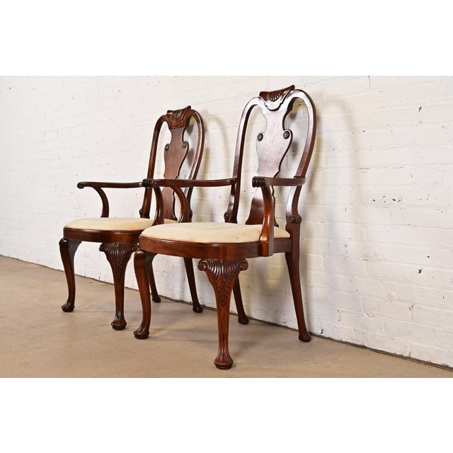 Baker Furniture Company Baker Furniture Georgian Carved Mahogany Armchairs, Pair For Sale - Image 4 of 12