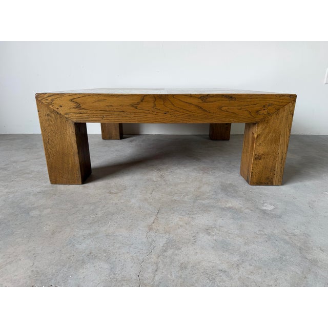 1980s Postmodern Parsons-Style Checkered Wood Coffee Table For Sale - Image 4 of 12