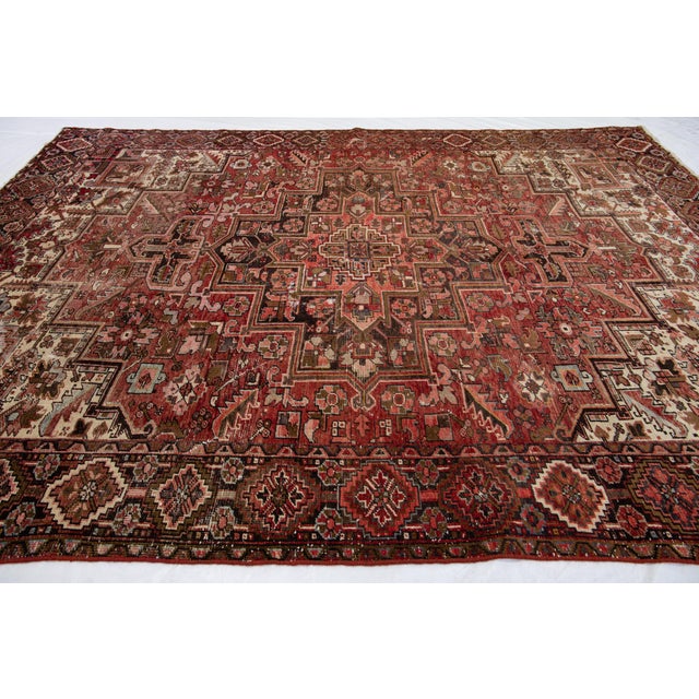 Vintage Persian Handmade Wool Rug With Allover Design in Rust For Sale In New York - Image 6 of 6