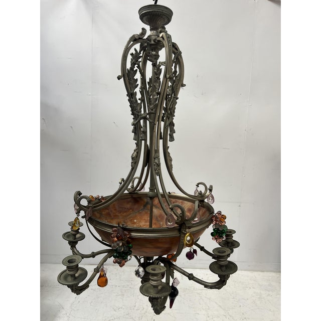 19th Century Napoleon III Bronze and Alabaster Chandelier with Eight Lights For Sale - Image 18 of 18
