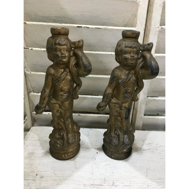 Vintage Lamp Fixture Elements/Figurines - a Pair For Sale - Image 4 of 7