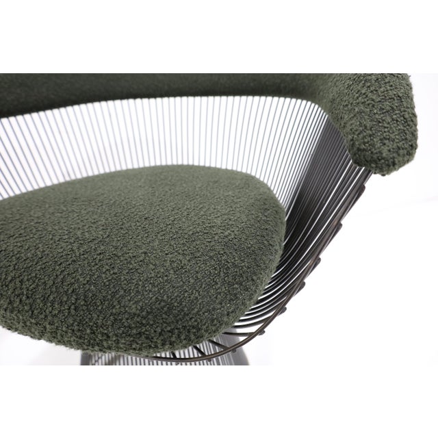 1980s Warren Platner for Knoll Bronze Frame Dining Chairs in Deep Green Boucle' For Sale - Image 5 of 12