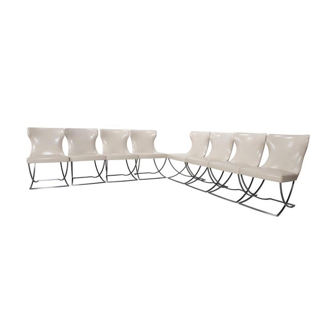 Dining Set with Leather Chairs and Oval Dining Table by Baxter Gilbert, Set of 8 For Sale - Image 5 of 18