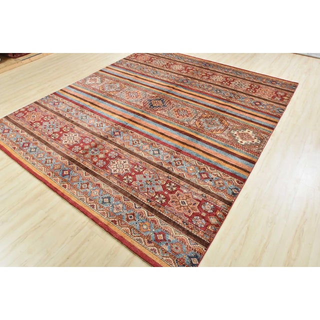 Farmhouse Fine Khorjin Rug 8’4” X 9’8” Multicolor Wool Tribal Hand-Knotted Carpet For Sale - Image 3 of 13