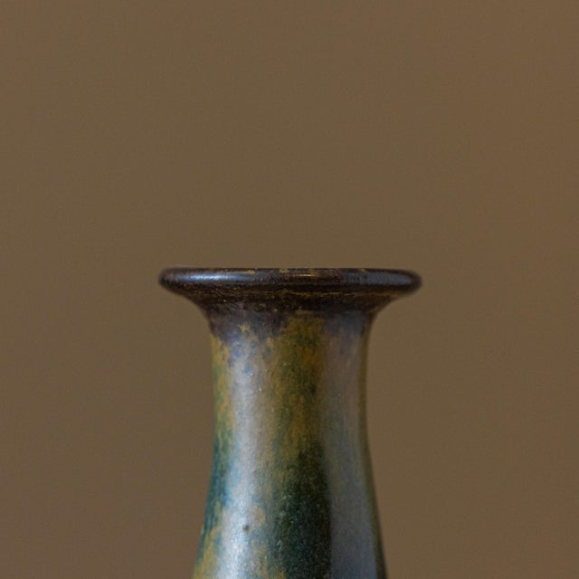 Ceramic Mid-Century Modern Studio Pottery Teardrop Bottle Vase Signed Ms 17 For Sale - Image 7 of 10