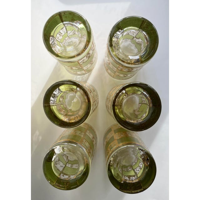 Mid-Century Modern Culver Prado 22 Karat Gold & Green Highballs - Set of 6 For Sale - Image 12 of 12