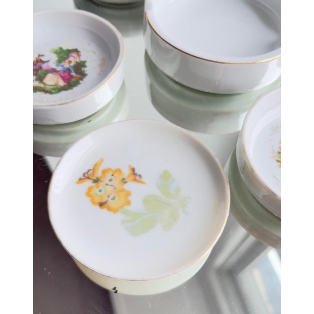 Intage Japanese & European Porcelain Tabletop Set – Floral Rococo Coasters, Tea Bag Holders & Ashtray” For Sale - Image 13 of 17