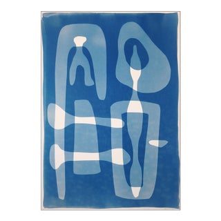 2026, Minimalist Handmade Cyanotype, Living Balance, Handmade Monotype Cyanotype on Watercolor Paper For Sale