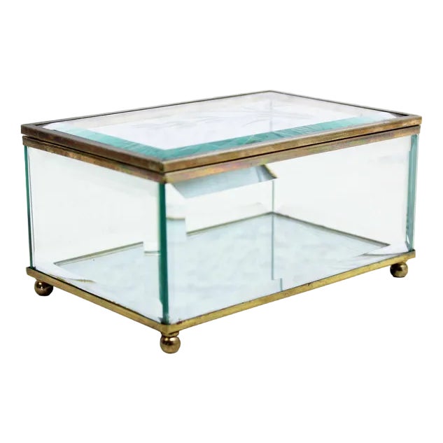 Beveled Glass Jewelry Box, 1950s For Sale