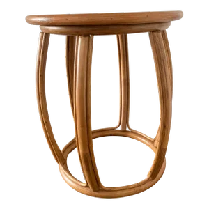 Vintage Rattan McGuire-Style Drum Side Table