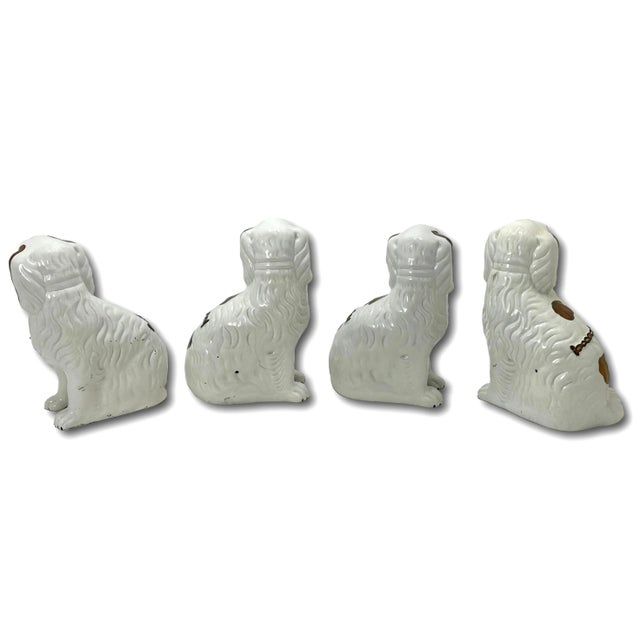 Set of 4 Antique Mid 19th Century Copper Luster Decorated English Staffordshire Pottery Dogs - Spaniels For Sale - Image 10 of 12