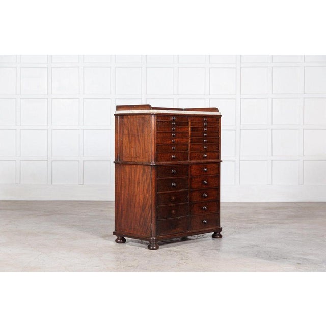 19th Century English Mahogany & Marble Top Collectors Cabinet, 1860s For Sale - Image 9 of 18