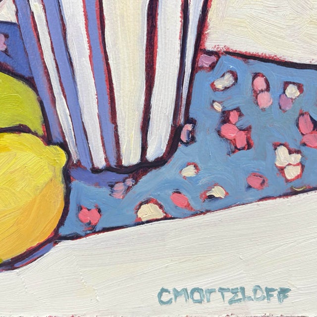 Blue "Signs of Spring" Original Fauvist Floral Still Life Oil Painting by Catherine Martzloff For Sale - Image 8 of 8