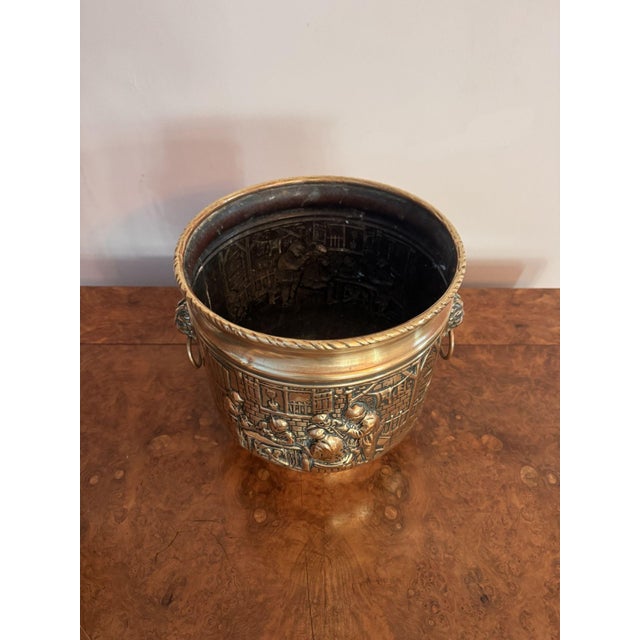 Antique Edwardian Brass Coal Bucket, 1900 For Sale - Image 3 of 7
