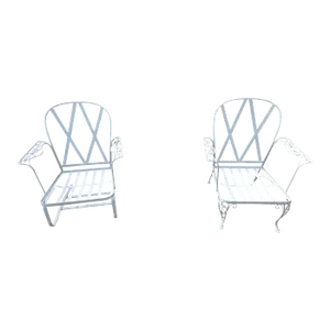 Vintage 2 Piece Iron Seating Set, Chantilly Rose Attributed to Woodard