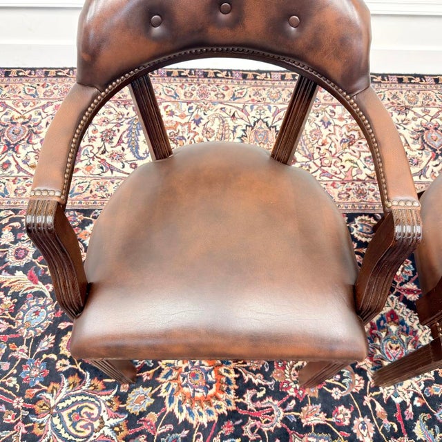 English Desk Chairs in Leather, Set of 2 For Sale - Image 6 of 10