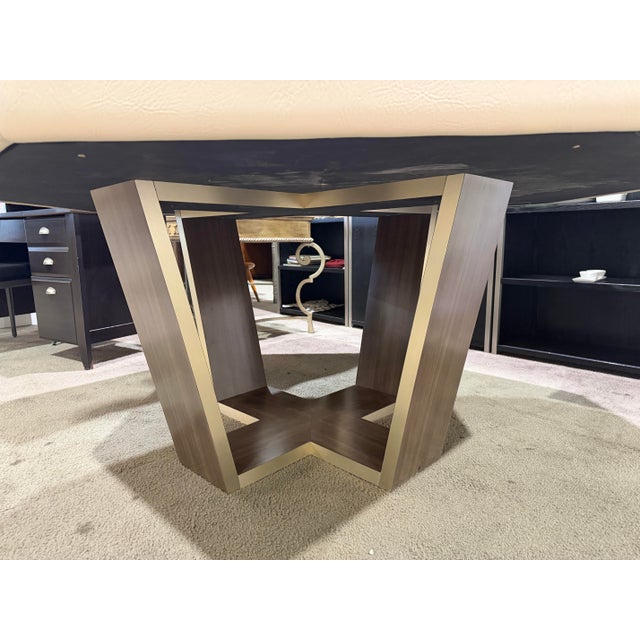 2020s Custom Made Padded Leather Poker Table With Two Decks of Cards For Sale - Image 5 of 6