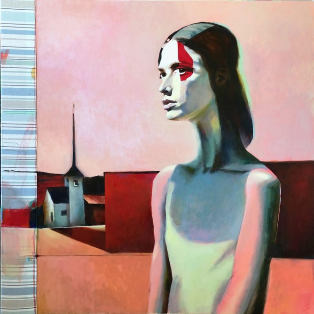 Agnese Kurzemniece, Girl from Sarkandaugava, Acrylic on Linen Canvas, 2023 For Sale - Image 4 of 4