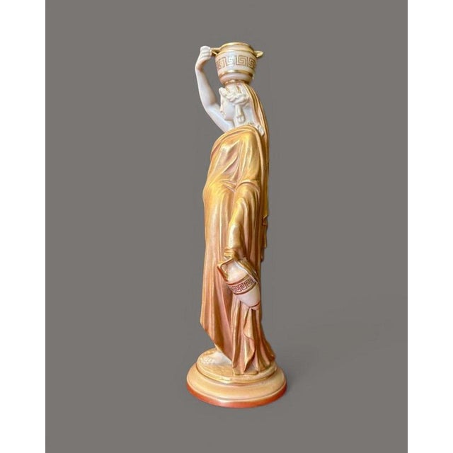 Porcelain Classical Maiden with Water Pot and Jug from Royal Worcester For Sale - Image 3 of 8