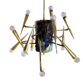 Chandelier Sculpture with Adjustable Diffuser by Leonardi Leoncillo for Lumi, 1952 For Sale