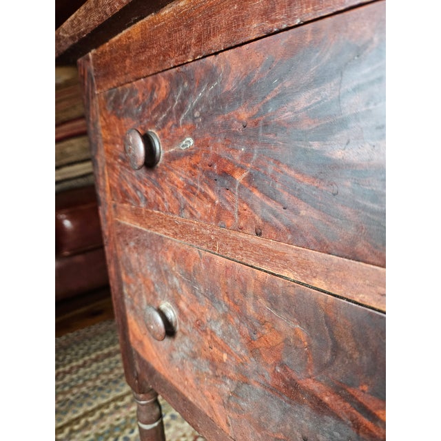 Antique Early 19th Century American Federal Cherry and Veneer 2 Draw Sewing Table For Sale - Image 9 of 18