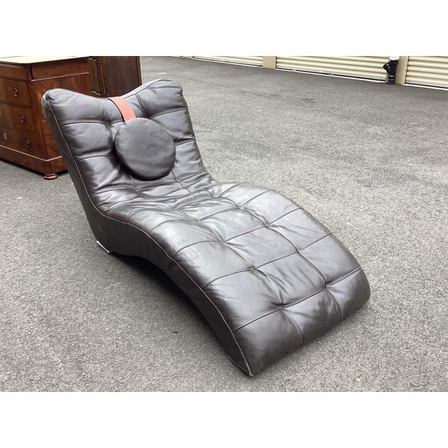 Wave-Chaise Italian Leather by Contempo Furniture For Sale - Image 10 of 11