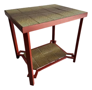 Vintage Ceramic Side Table with Terracotta Metal Frame