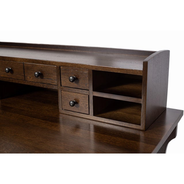Mission Oak Desk With Removable Organizer - Walnut For Sale - Image 12 of 12